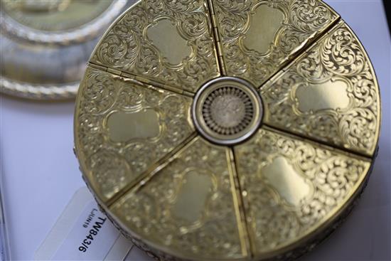 Naval Interest - a good Victorian silver gilt presentation circular table snuff box commemorating William IV, by Daniel Pettifer,